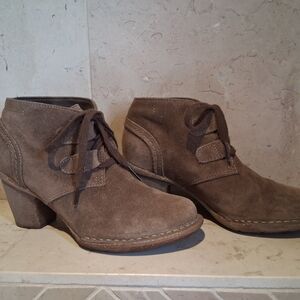Clarks Taupe Suede Ankle Booties